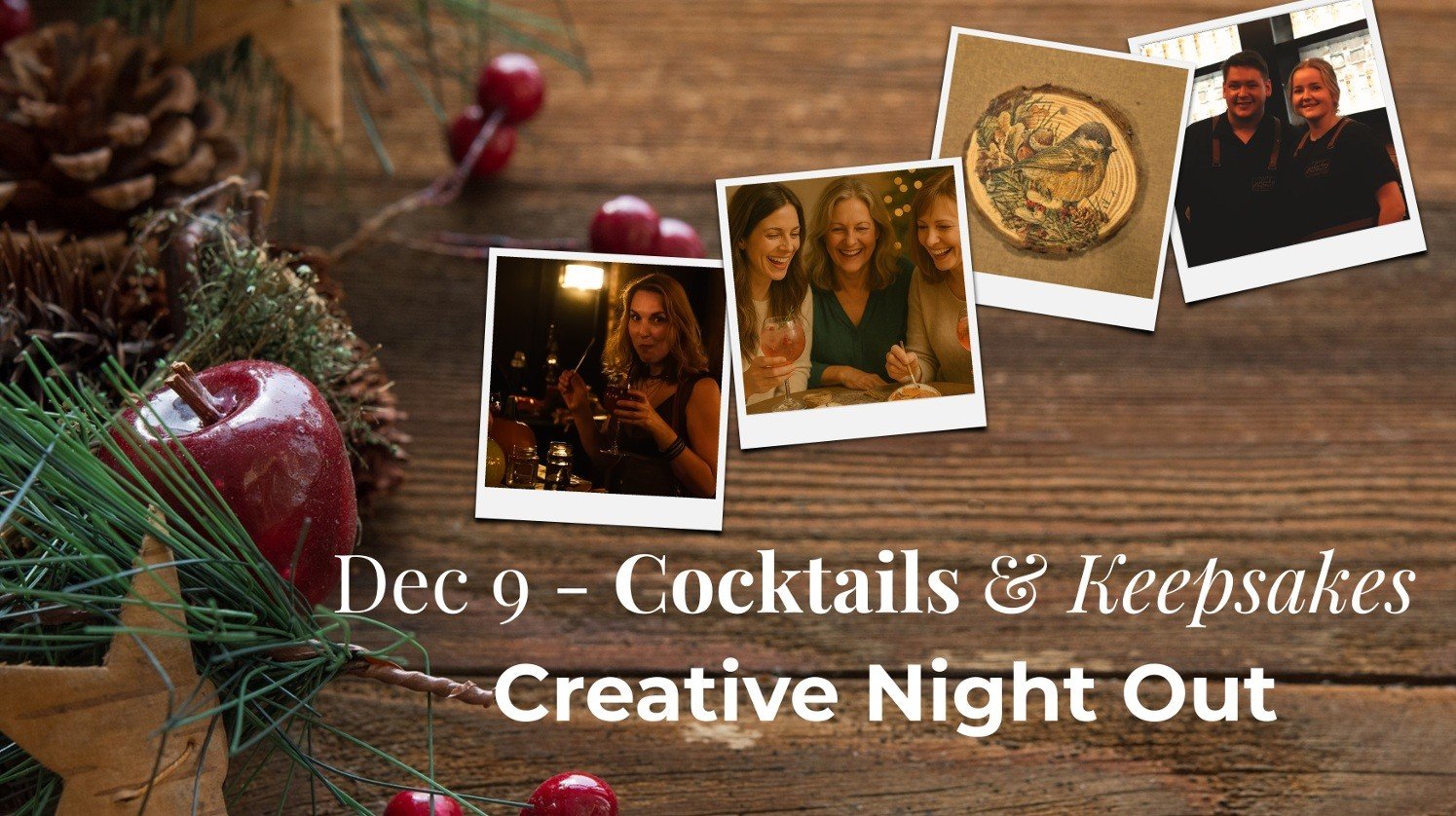 Sip cocktails, style an ornament keepsake & enjoy a festive night out with your gals