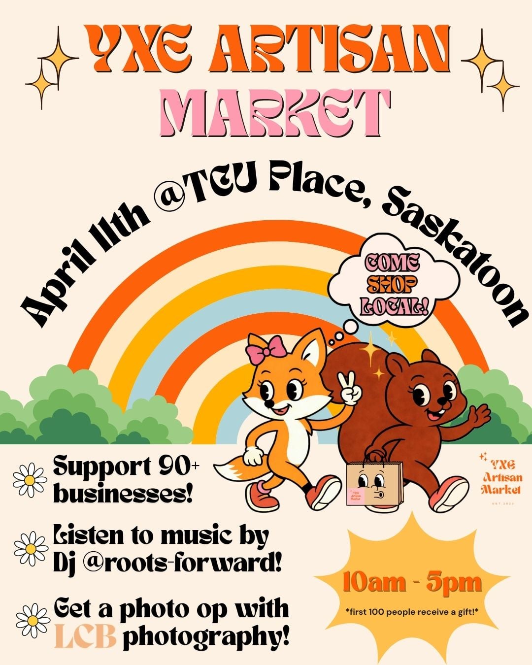 details of the market. Yxe artisan Market spring '26 10-5pm at TCU Place