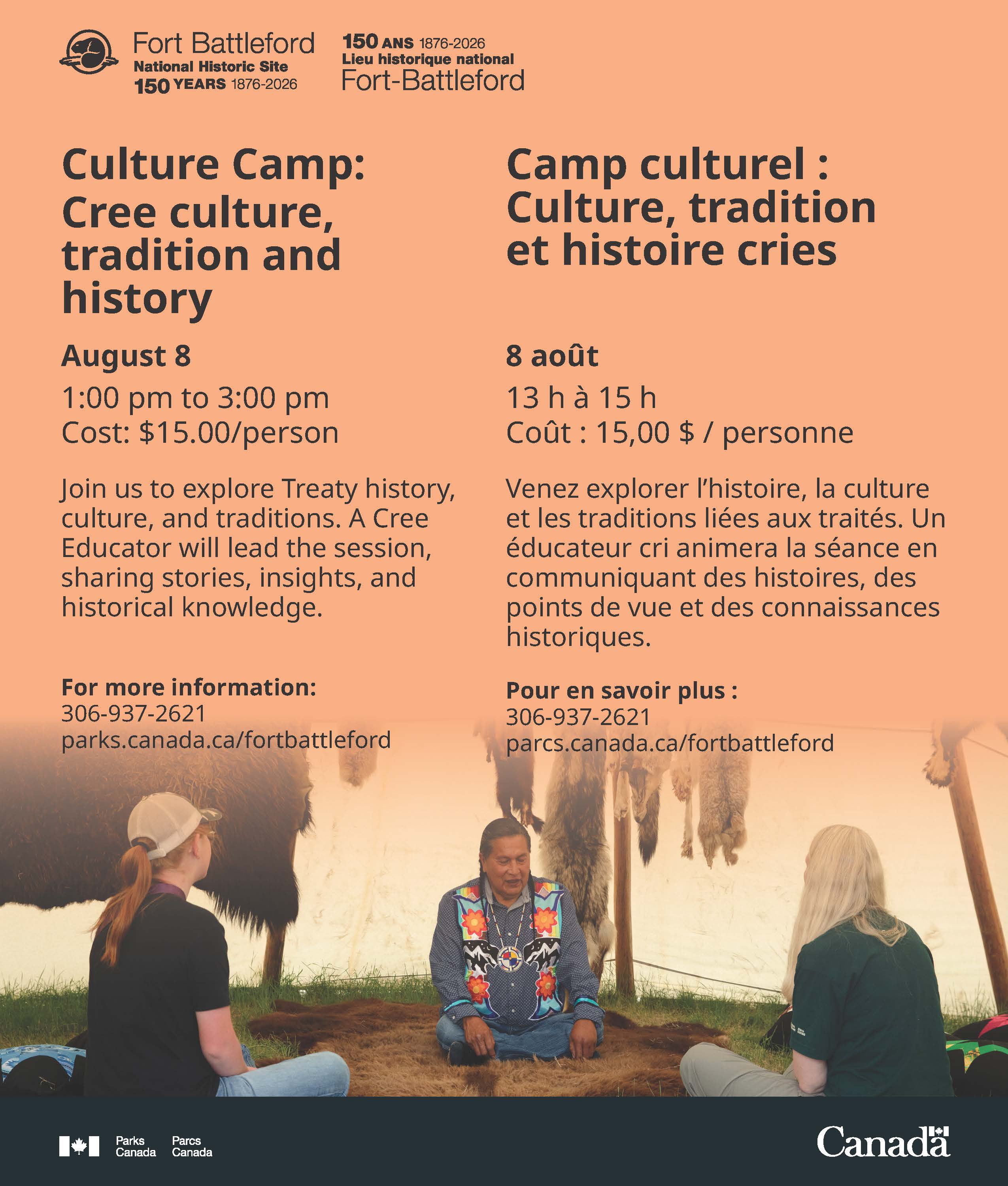 Event poster for Fort Battleford Culture Camp.