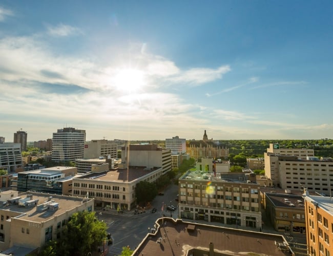 Aerial view of building in Saskatoon