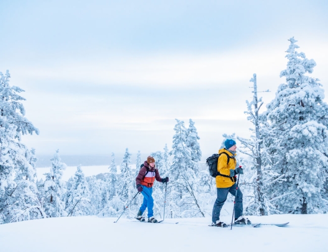 People snowshoeing