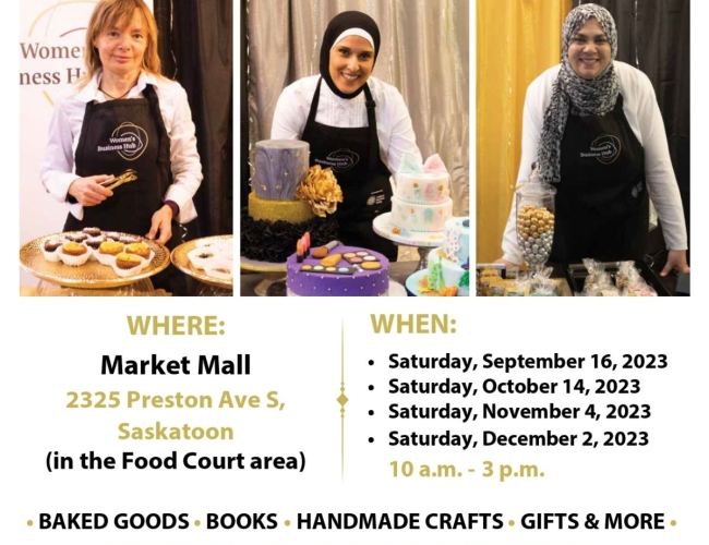 Poster for the event featuring three women in aprons.