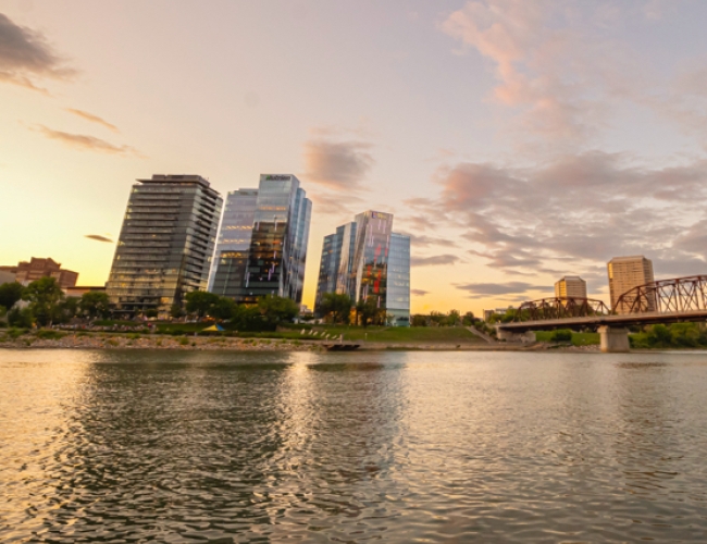 city with sunset