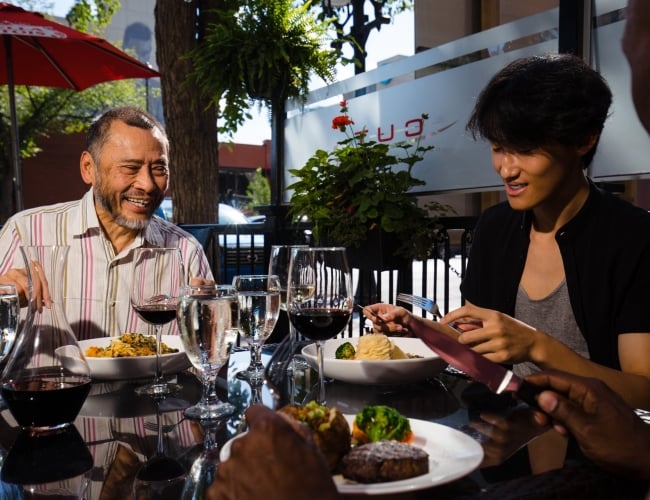 people eating inside