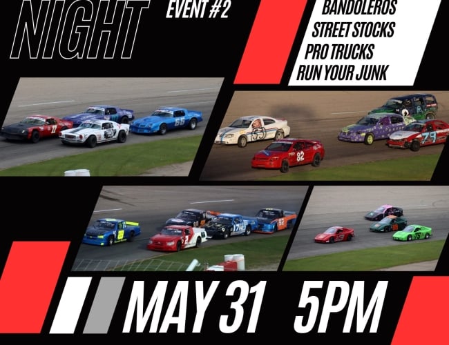 Memorial Night with Bandoleros, Street Stocks, Pro Trucks and Run Your Junk
