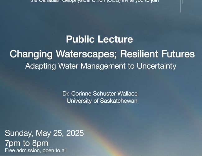 A poster of the event provides the details of the lecture
