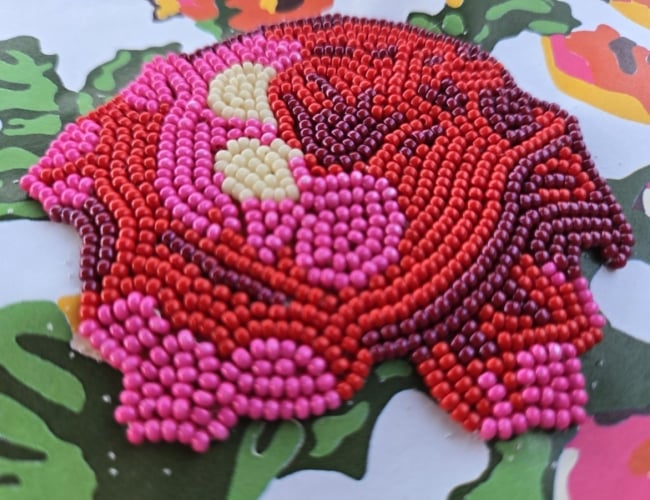 pink and red beaded flower