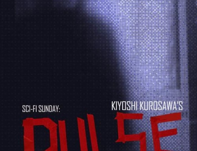 Image from the movie Pulse. Shows a blurry figure of a person against some kind of wall.