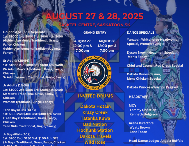 Championship Pow Wow Dancers - Dyson Brown Fancy Dance Champion and Yanabah Whitehorse - Jingle Dress Champion