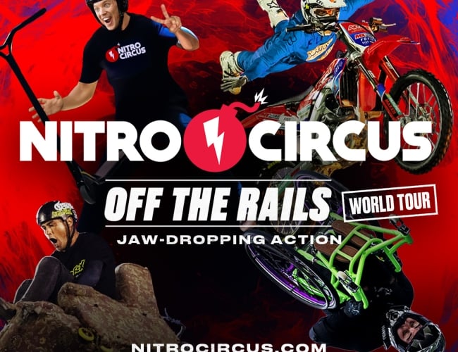 Thrill Sports, P1 Live and RNC Entertainment proudly present the 2025 NITRO CIRCUS‘OFF THE RAILS’ TOUR. Nitro Circus features jaw-dropping stunts, top-tier athletes and unstoppable energy.