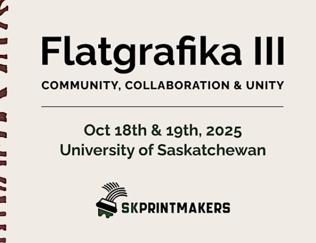 Poster for Flatgraphica 3, Community, Collaboration & Unity, Oct 18th & 19th, University of Saskatchewan 