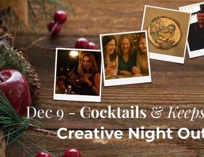 Sip cocktails, style an ornament keepsake & enjoy a festive night out with your gals