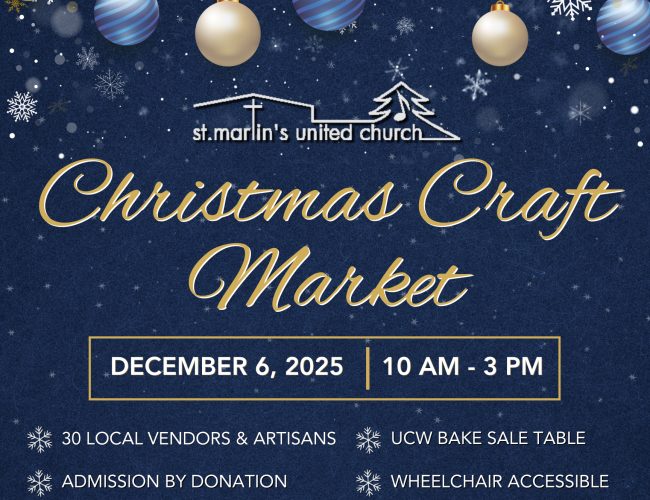 St. Martin's Christmas Craft Market December 6, 2025 from 10am to 3pm