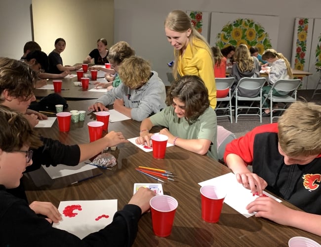 Image of petrykivka painting workshop participants