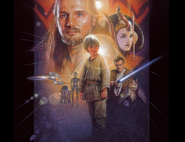 A poster for Star Wars: The Phantom Menace, which includes various characters on a dark background. On May 4th, 2026 at The Broadway Theatre, Saskatoon. Doors at 6:00 movie at 7:00. 