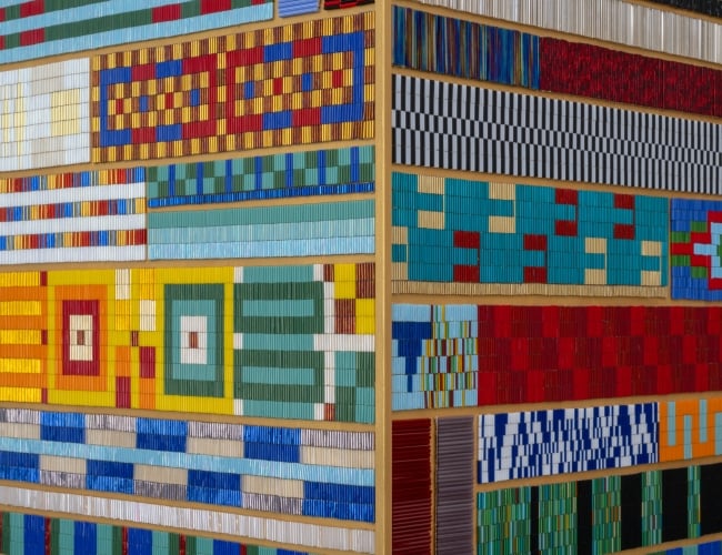 Dyani White Hawk (Sičáŋǧu Lakota), Visiting, 2024. Denver Art Museum: Funds from Vicki and Kent Logan. © Dyani White Hawk, courtesy of the artist and Bockley Gallery, photo: Rik Sferra.