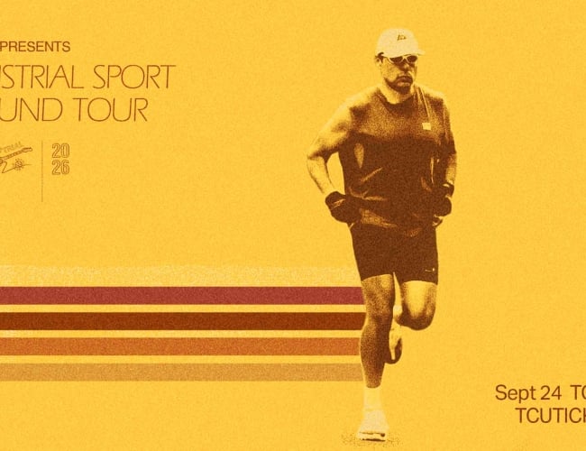 An image of a man in jogging gear against a yellow background. 