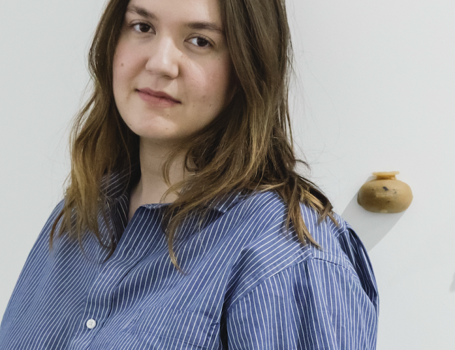 Photo of Rachel Ormshaw, designer and co-curator of Folk Imaginaries Exhibition