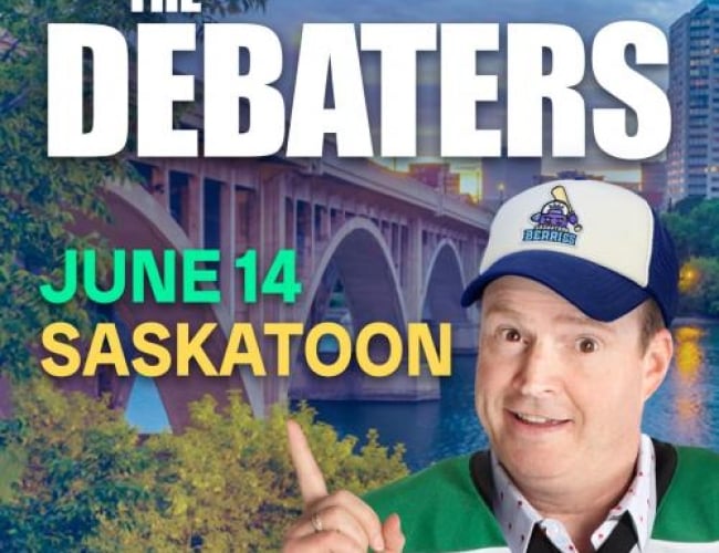 Image of Steve Patterson, wearing a huskies jersey and a Saskatoon berries hat, posing in front of the broadway bridge.
