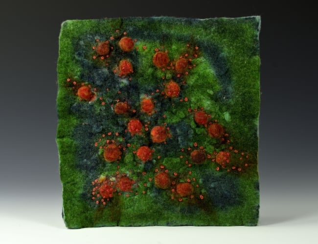 Moss Flowers - fibre wall sculpture by J Jacobs  is part of the Small Works Garden Theme exhibition