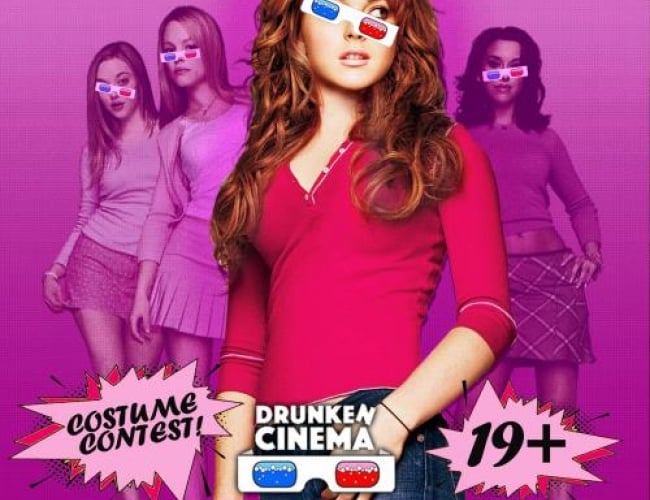 Image of actresses from the movie mean girls, with all of them posing, looking in different directions, all wearing pink outfits.