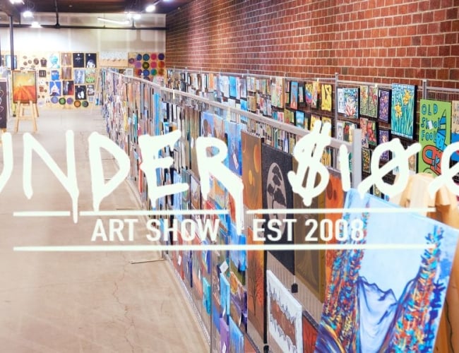 Artwork displayed at the Under $100 Art Show with the show logo superimposed over the image.