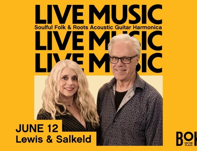 Poster for Live Music event with date of June 12 and artists names Lewis and Salkeld