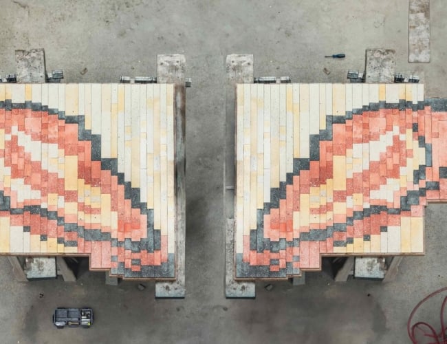 Cooking Sections, Bivalve Murals – Being Shellfish, 2023–ongoing), waste shell terrazzo mural. Photo: Jordan Young. Courtesy of the artists.
