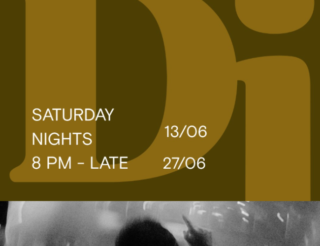 DJ Night Poster with dats of June 13 and 27. Event time of 8 pm to late