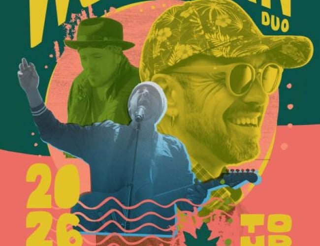 Multiple images of the singer Hawksley Workman, each a different hue to make it look very colourful.