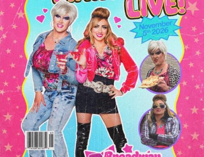 Images of performers Tracy and Martina dressed in early 2000s fashion, posing and smiling.