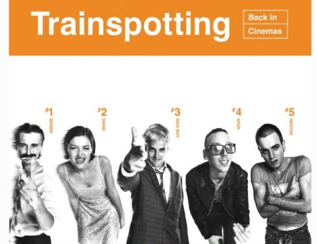 Image of actors from trainspotting posing individually in black and white.