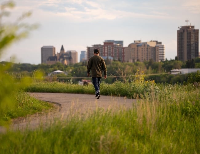 Walking Along Meewasin Trail with View