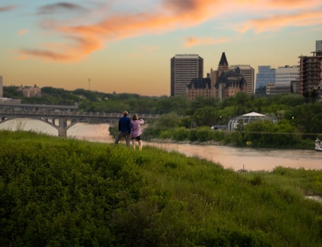 Saskatoon River Skyline with Bessborough and Prairie Lily
