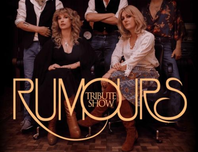 Image of tribute band from VaughnCo of Fleetwoof Mac, dressed up to look like the members of the original band. 
