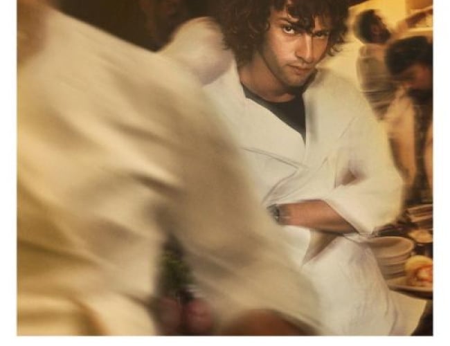 Image of Dominic Sessa as Anothony Bourdain in a bio-pic.
