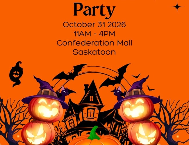 Halloween Party & Community Market at Confederation Mall in Saskatoon, October 31 2026 from 11am - 4pm