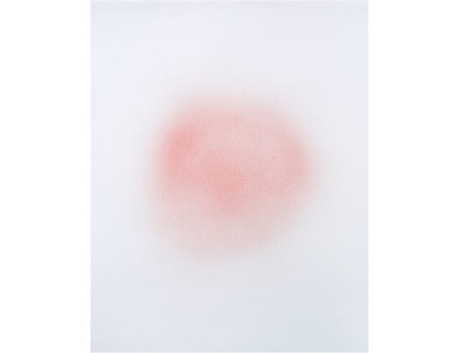d harding, Three Pink Breaths Guatemala, 2025. Kaolin, titanium white, iron oxide, gum acacia on paper. 70 x 55 cm. Edition of 6. Commissioned for the 24th Bienal de Arte Paiz. Photography by Carl Warner. Courtesy the artist and Milani Gallery.