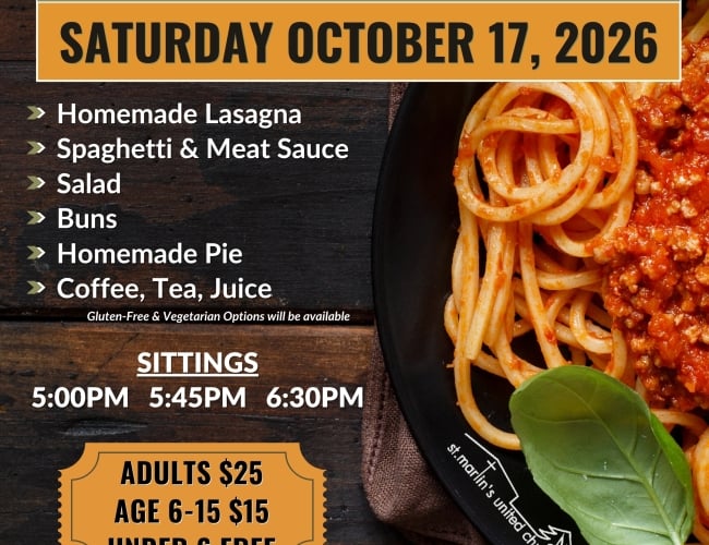 St Martins Fall Pasta Supper October 17, 2026
