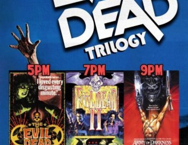 Image of three of the evil dead movie posters all together