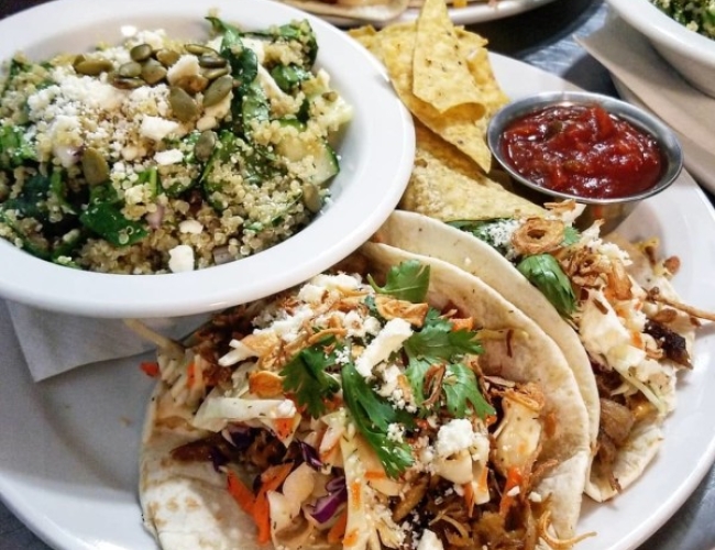Living Sky Cafe – Pork Tacos & Garden Quinoa Salad