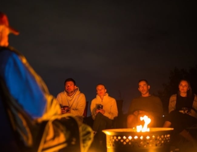 Wanuskewin - Han Wi Moon Dinner - People Around A Campfire