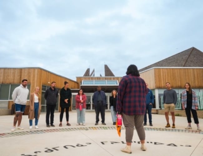 Wanuskewin - Han Wi Moon Dinner - Wanuskewin Standing Outside