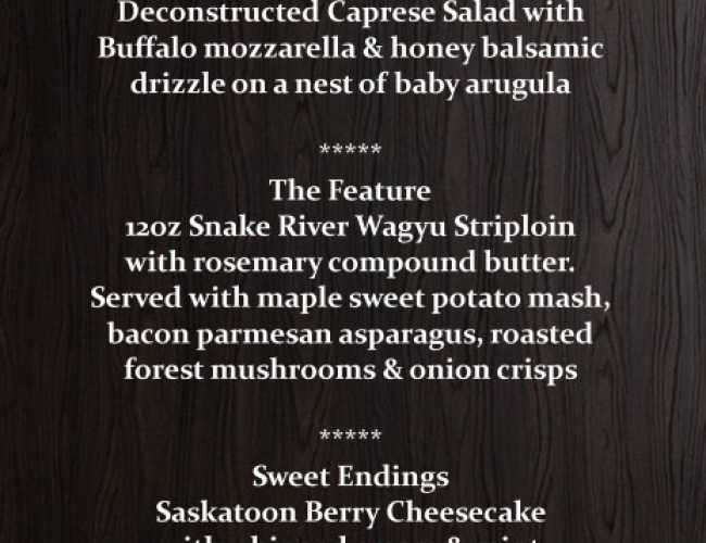 Dakota Dunes Resort – Wagyu Experience Menu