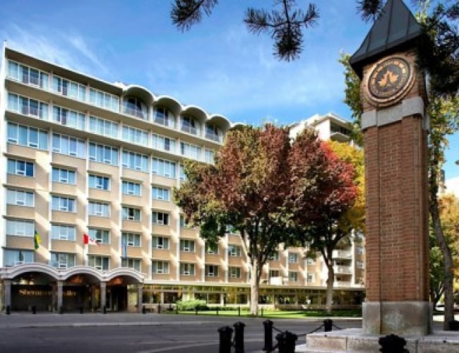 Check in at Sheraton Cavalier Saskatoon Hotel, warm up and hit the hot tub!