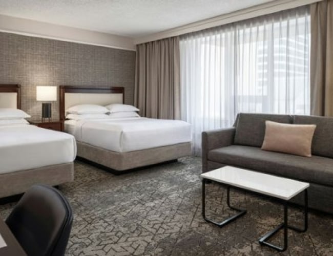 Check in at Sheraton Cavalier Saskatoon Hotel, warm up and hit the hot tub!