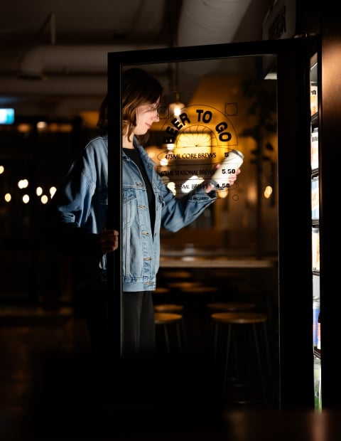 Shelter Grabbing Beer