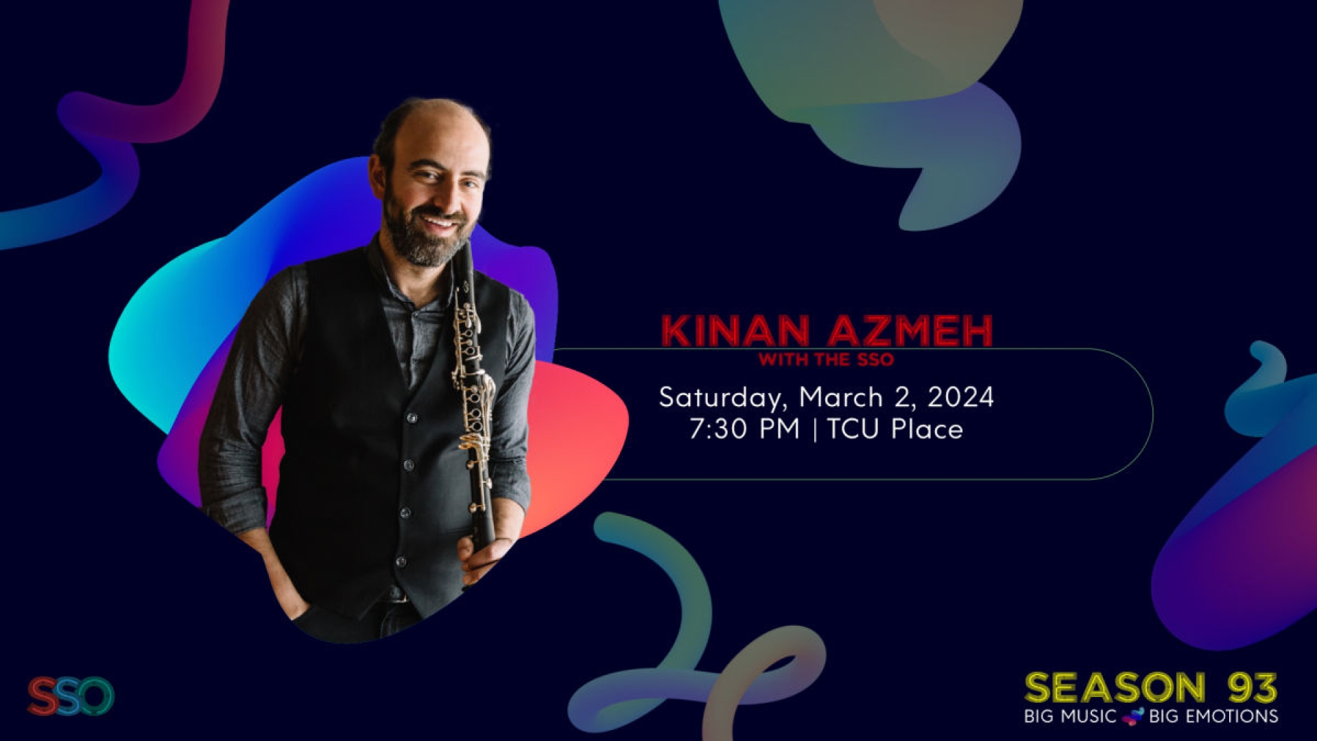 Poster for Kinan Azmeh with the SSO event