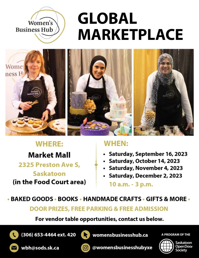 Poster for the event featuring three women in aprons. 