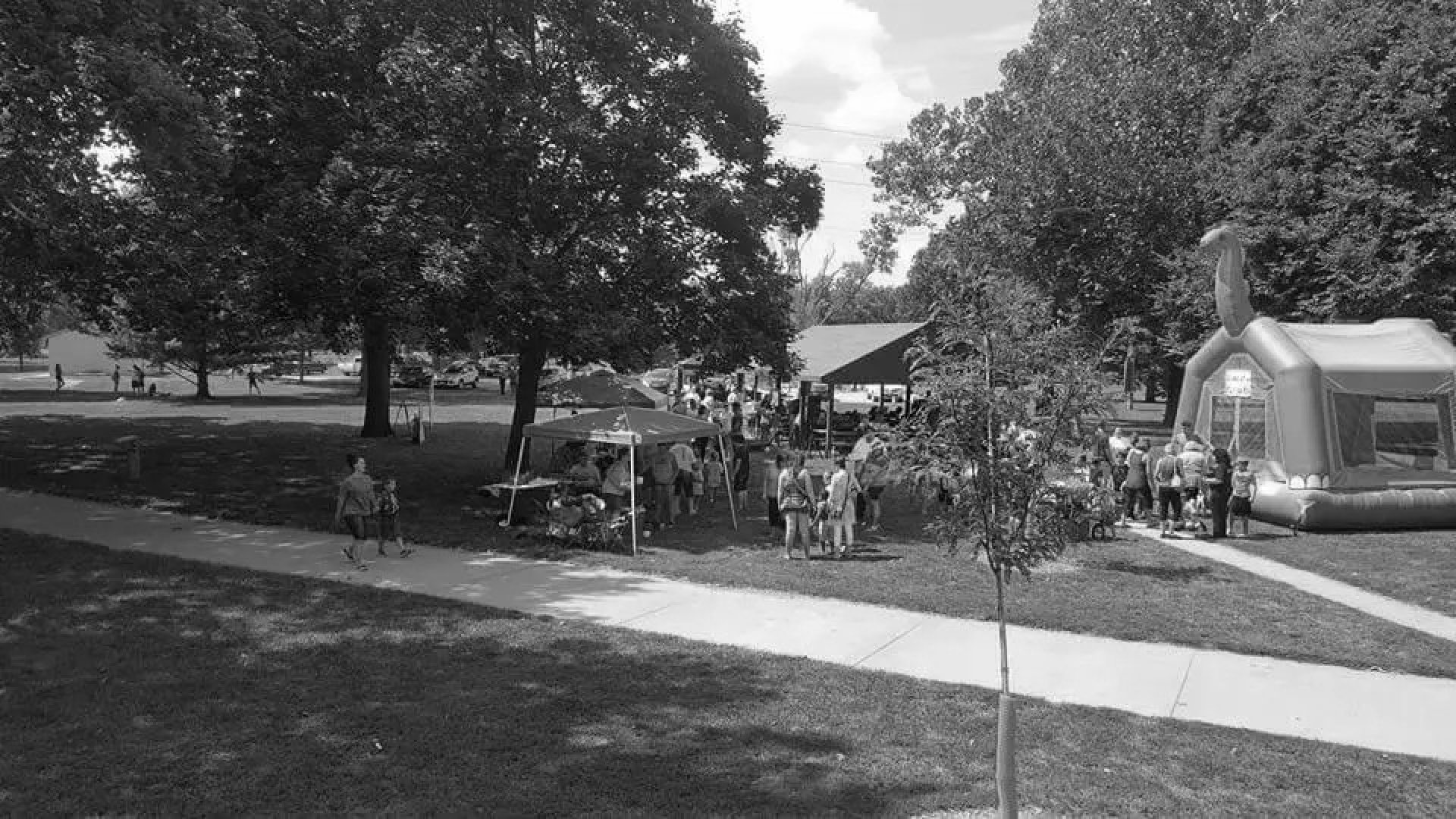 Patrons gathering in the park 